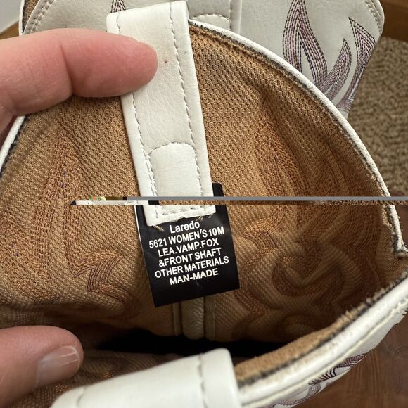 Laredo Western Boots Womens Mesquite Leather Square Taupe White 5621 Size 10 - Picture 7 of 12